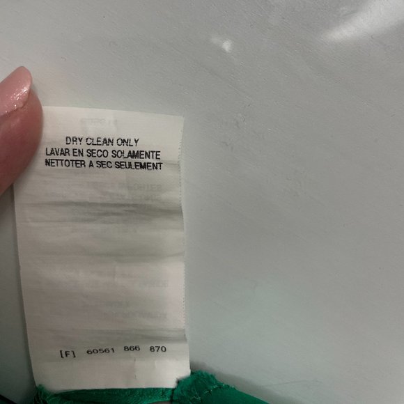 Green satin strapless BEBE dress - Picture 7 of 7